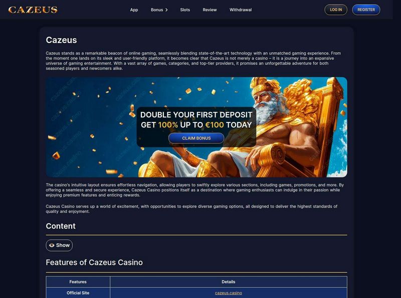 Avis sur le site de casino Cazeus